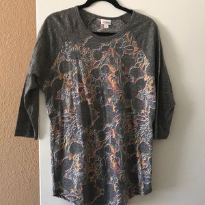 LulaRoe XL Grey w/Flowers Randy